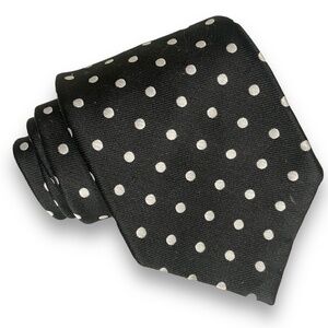 STRINGBEANS Neckie Black Polka Dot Tie Retro Vintage Swing Menswear Fashion